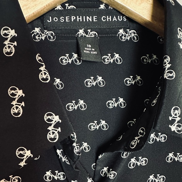 Josephine Chaus Bicycle Novelty Printed Blouse Long Sleeve Womens Size 10 - Picture 3 of 5